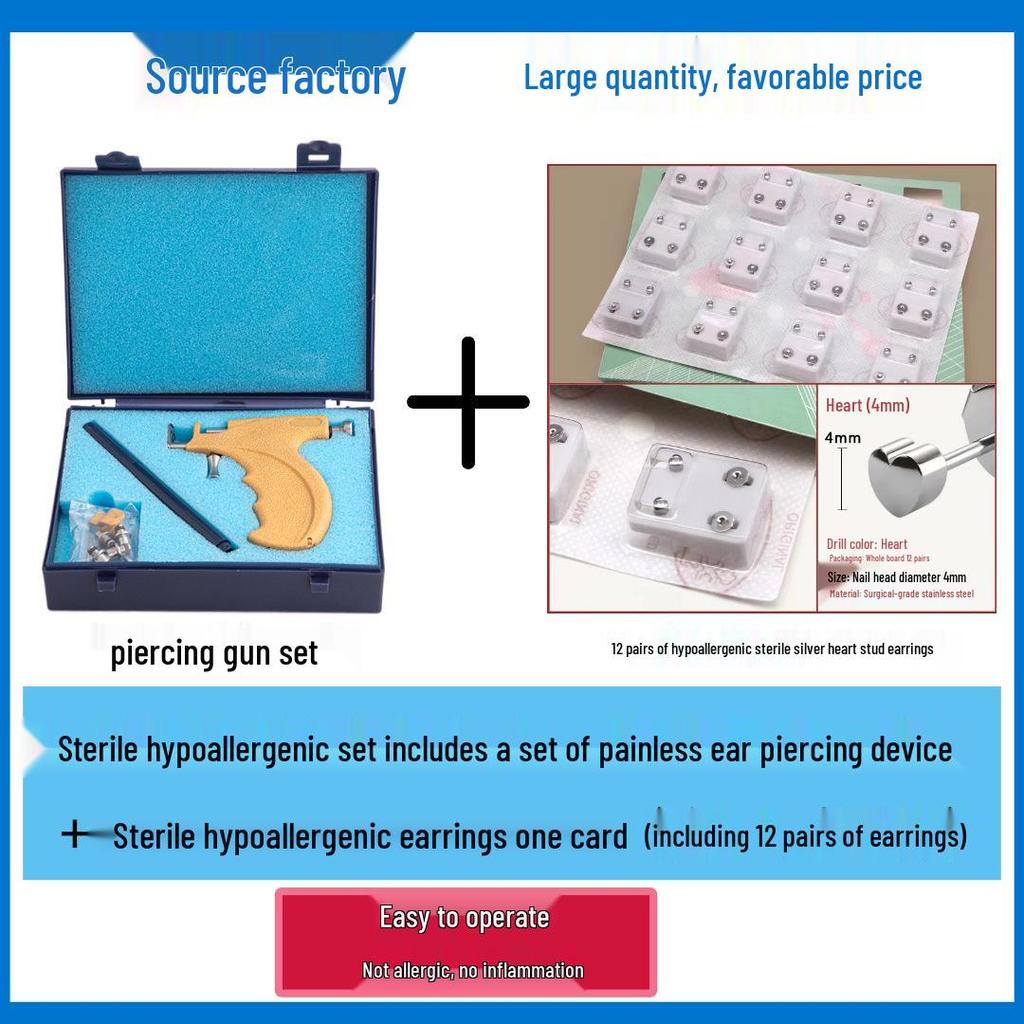 Stainless Steel Ear Piercing Gun with Ear Studs