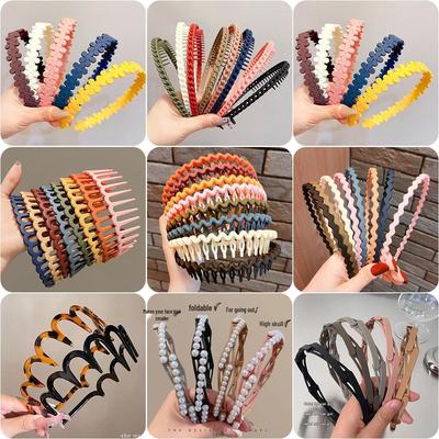 Koreanischer Stil Frostiger Kunststoff Rutschfestes Zahnbogen Stirnband für Damen