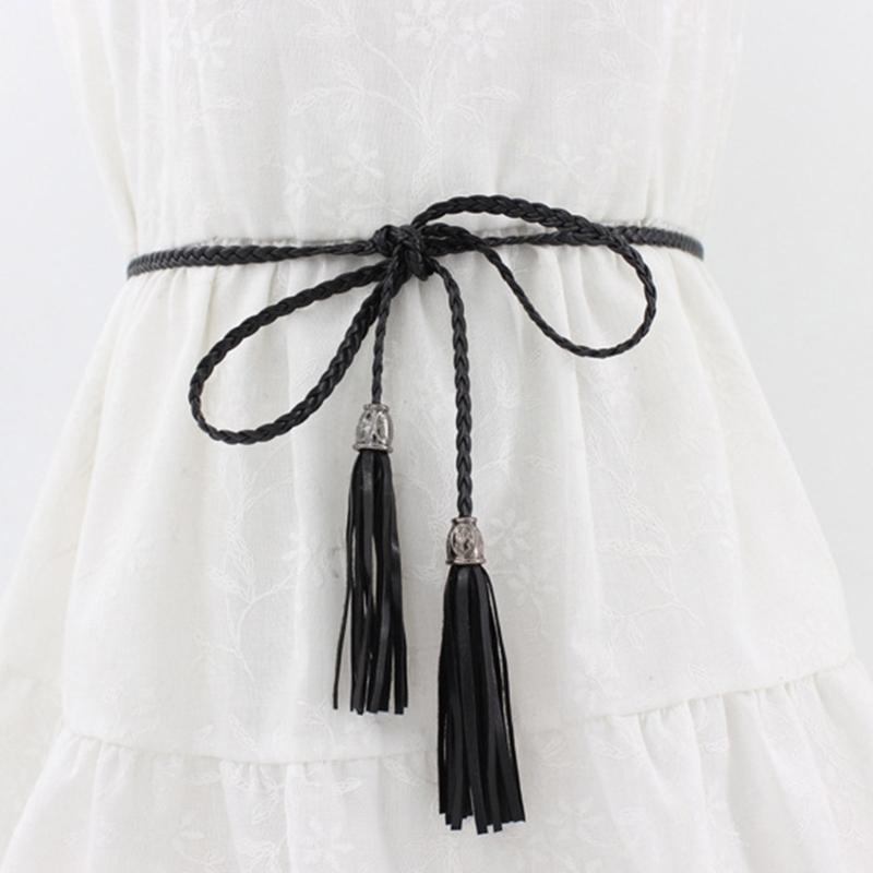 Ladies Bohemian Style Waist Belt Delicate Tassels Decors Braided Belt for Summer Dress Women Summer Seaside Waist Belt