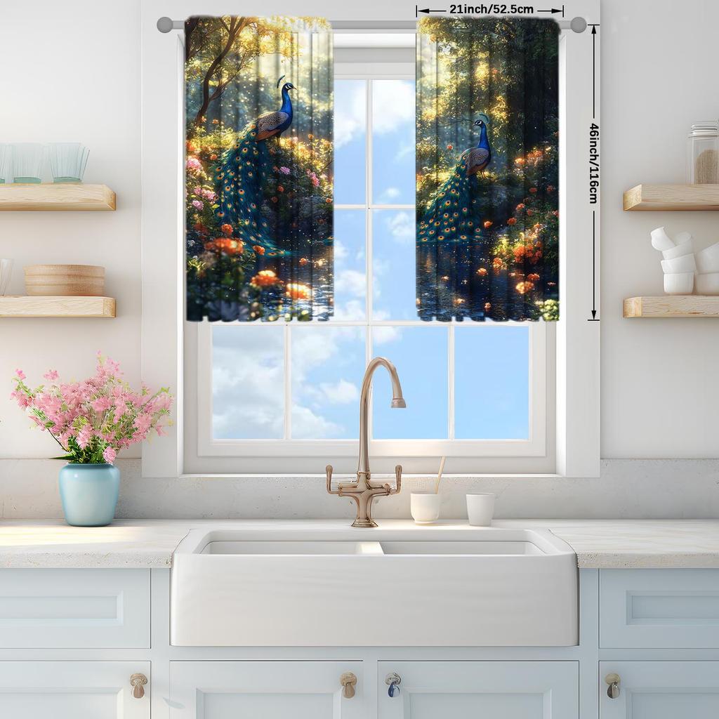 2-Panels Magnificent Blue Peacock Drea Curtains   Distinctive Printed Curtains   Suitable for Gifting To Family and Friends