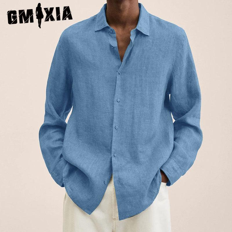 GMXIA Baumwolle Langarm T-Shirt Herrenmode Lockeres Shirt Bedrucktes Mitfühlendes Shirt