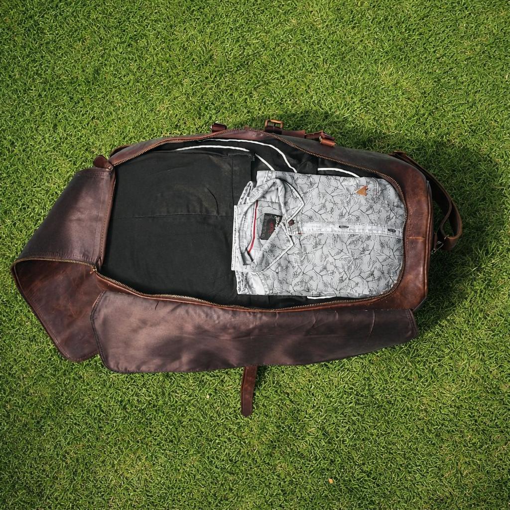 Duffle Bag aus Vollnarbenleder für Herren|Weekender-Tasche aus echtem Leder braun|Leder-Reisetasche|Reisetasche für Übernachtungen|Personalisierte Geschenke für ihn Duffle