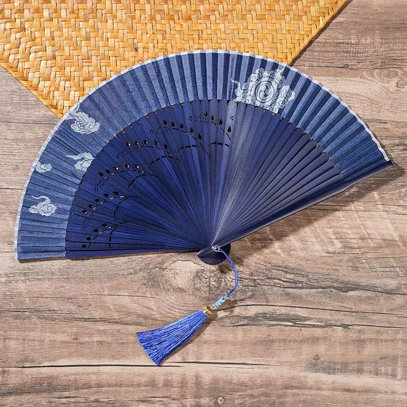 New Chinese-Style Traditional Folding Fan for Dance, Hanfu, and Cheongsam, with Hollowed-Out Craftsmanship and Small Fan Bones