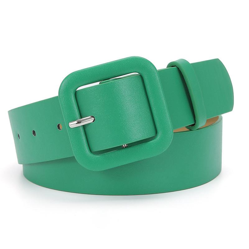 Stylish Minimalist Women's Pu Leather Candy Color Belt With Square Buckle For Dresses