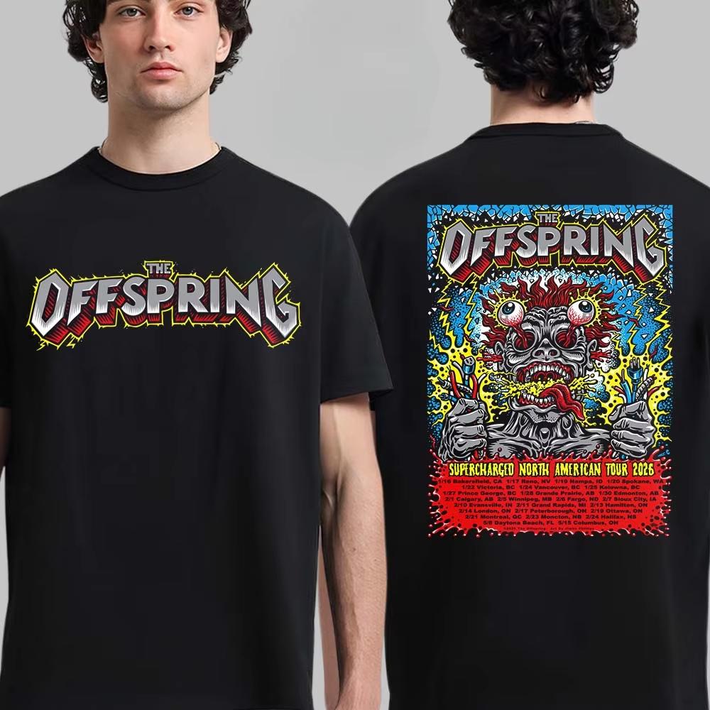 The Offspring Burning Bridge Skull Print Tee Classic Punk Rock Band Streetwear Casual Unisex Top For Fans