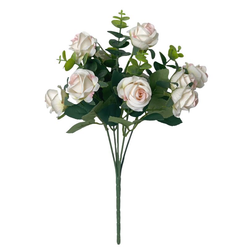 Realistic Eucalyptus and Small Rose Artificial Flowers for Living Room Decoration