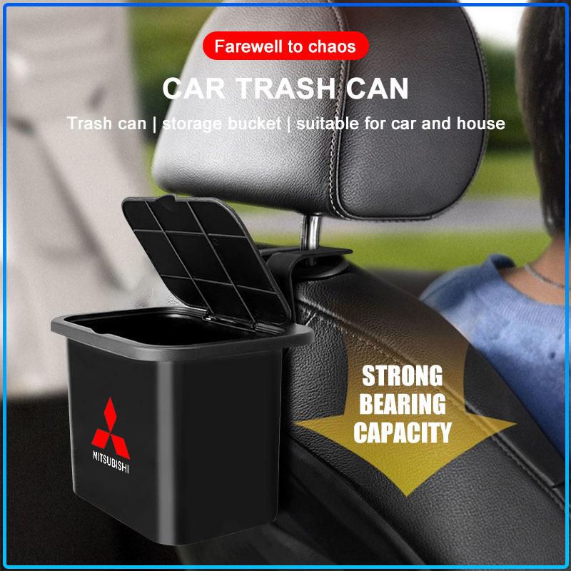 Car Trash Can Portable Hanging Vehicle Garbage Case Stickers For Mitsubishi Lancer Lancer ASX Outlander 2 3 Pajero Mirage exzos Pajero 4