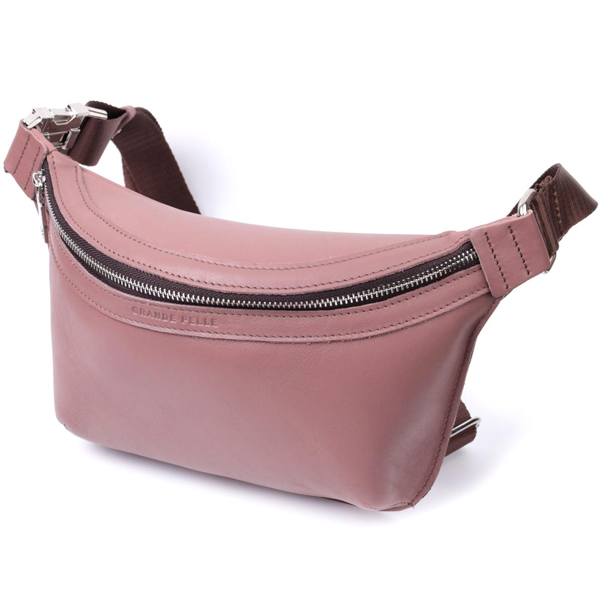 

Интересная бананка для женщин из натуральной кожи GRANDE PELLE Bag 22816 Бежевый