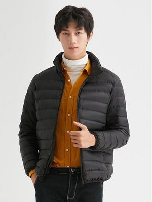 Men's Lightweight Stand-Up Collar Down Jacket, 90% Down, Korean Style, Plus Size