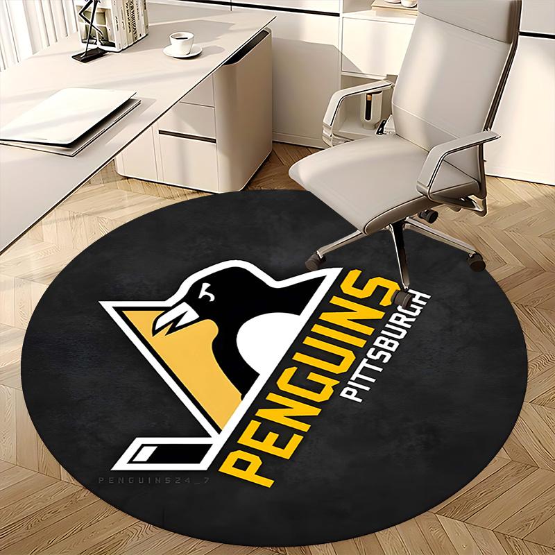 Penguins Hockey Puck Chair mat Round Rug-Office carpet, Non-slip, Suitable for Living Rooms, Bedrooms decor.1205022a