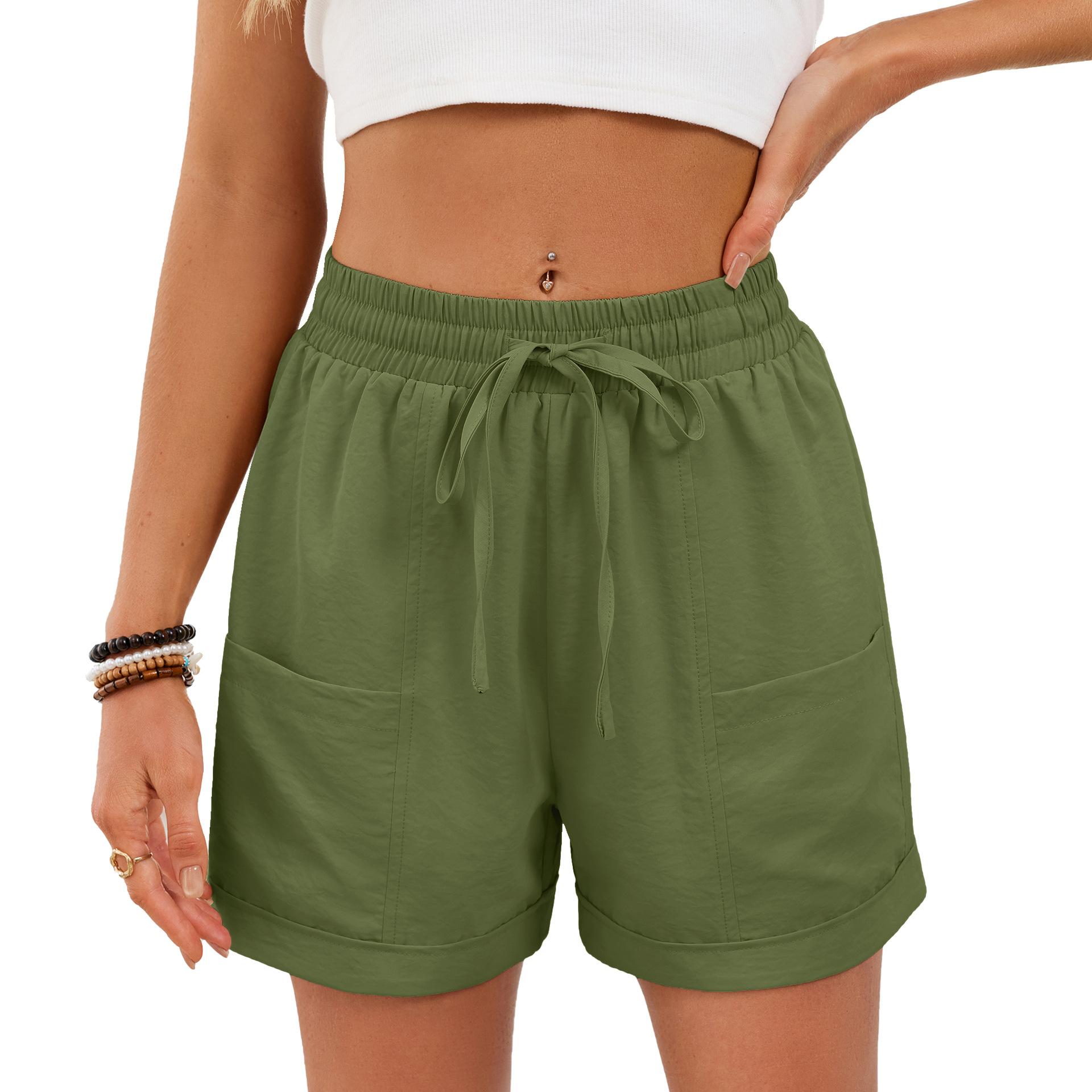 European Style Women Clothing Spring and Summer Solid Color Casual Shorts S