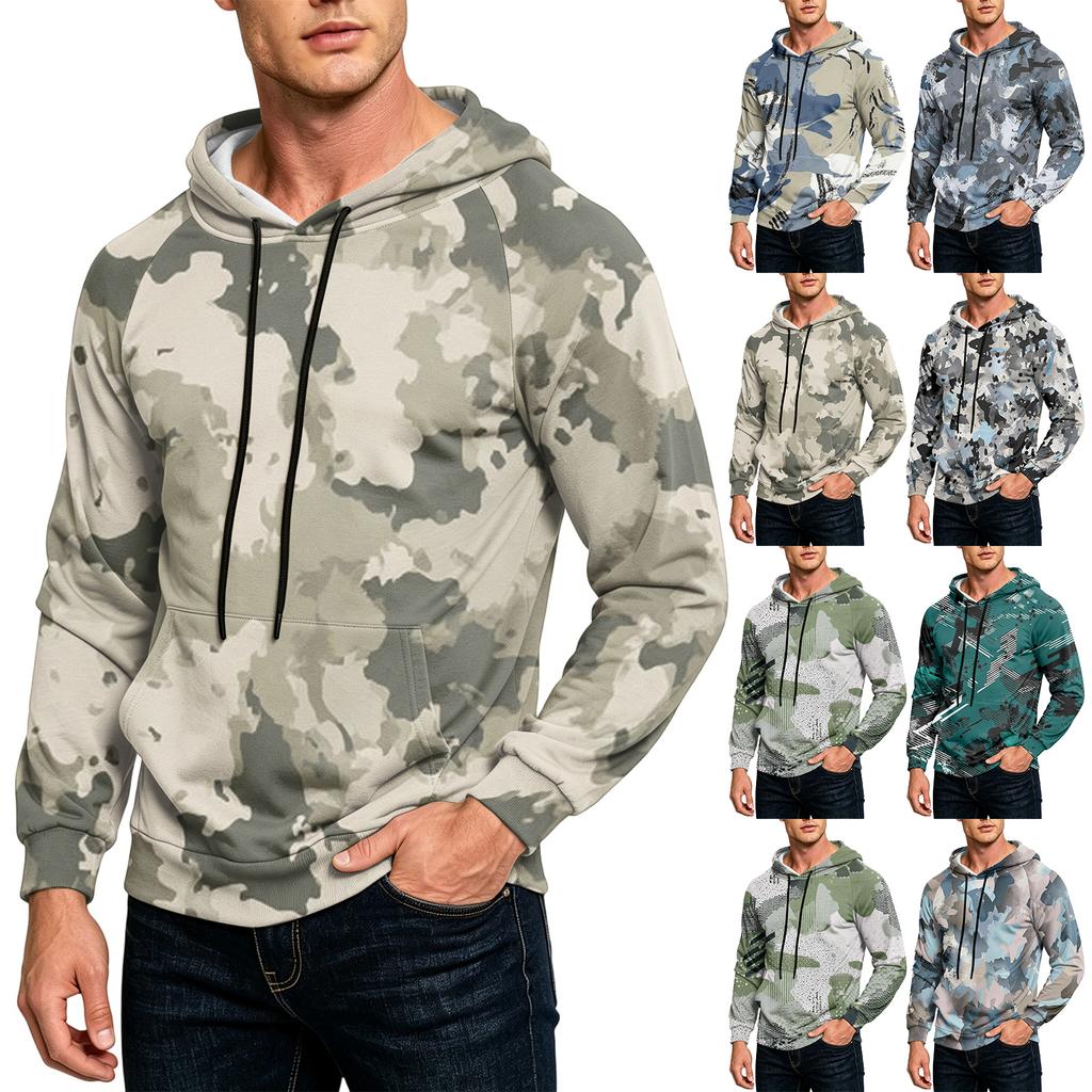 Men's Color Relaxed Fit Hoodie with Pocket and Drawstring