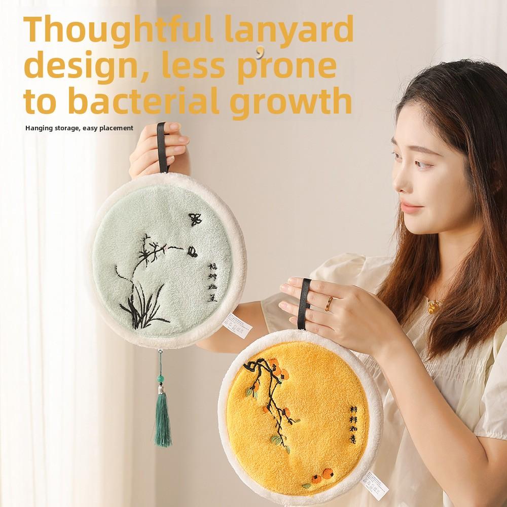 New Chinese-style Traditional-inspired Warm-toned Tassel Pendant Double-layer Absorbent Towel