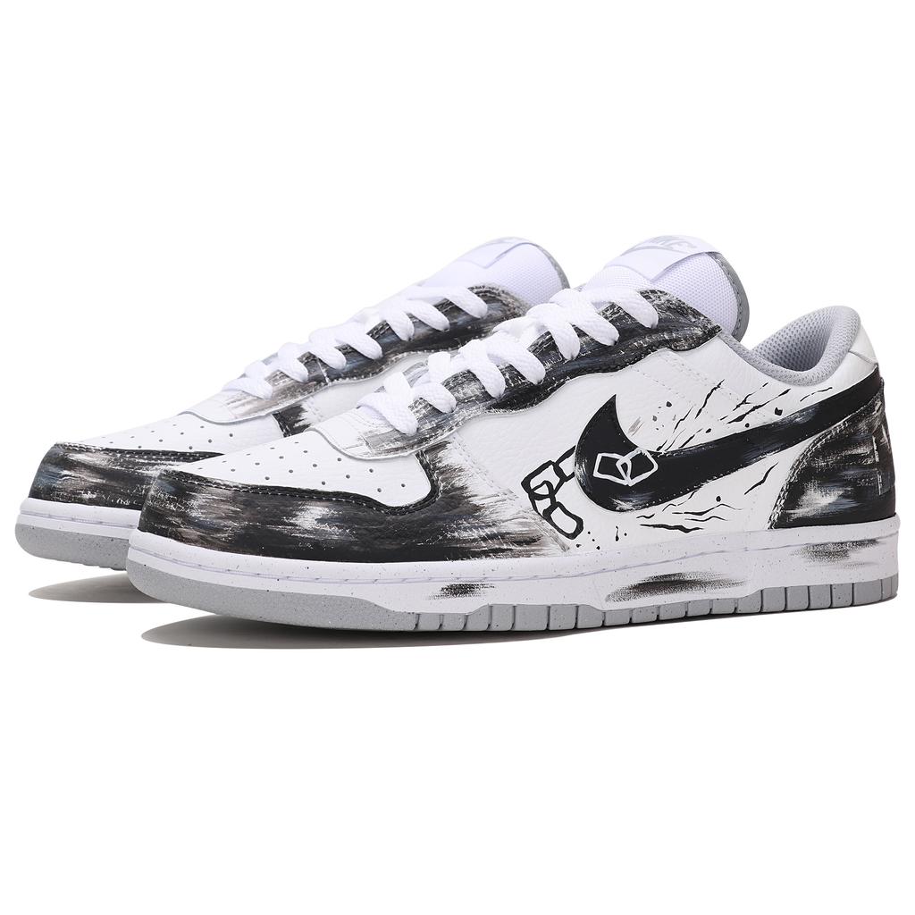 Nike Große Abriebfeste Atmungsaktive Low-Top Skateboard-Schuhe Herren Schwarz Weiß 355152-106(Team804-)