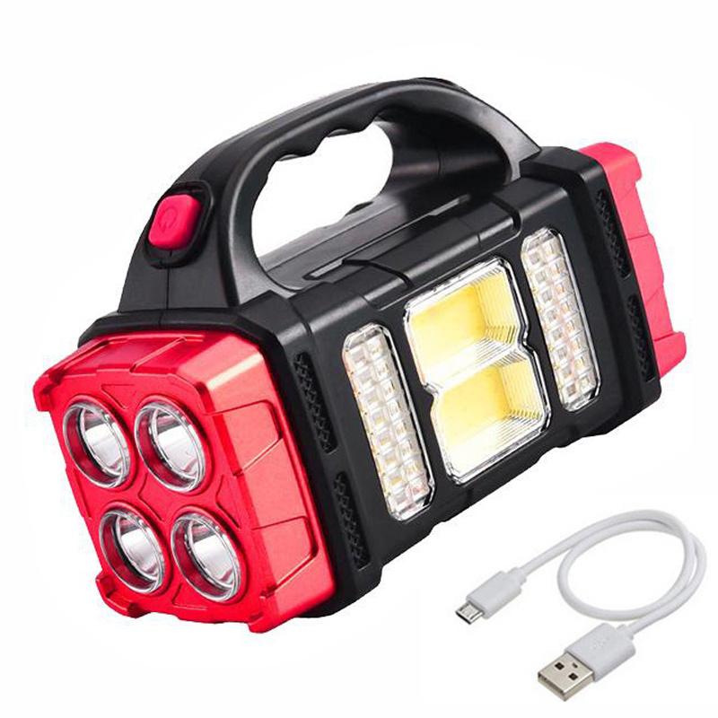 COB Multi Function Solar Spotlight USB Rechargeable Camping Flashlight Portable Lighting
