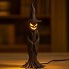 Handmade Resin Stump Witch Statue Lamp with LED Night Light Glowing Gothic Spooky Atmosphere Halloween Decor