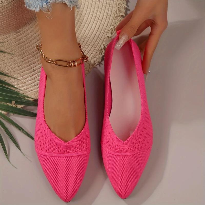 Fashion New Women Flat Shoes Pointed Toe Solid Color Knitted Slip on Ladies Shoe Casual Breathable Ballet Women Flat Shoes Loafers Women