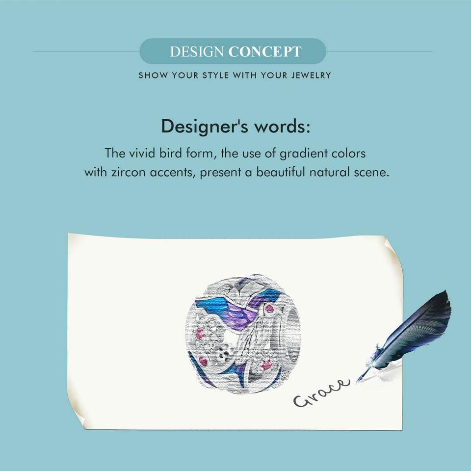 WOSTU Charm-Perlen aus 925er Sterlingsilber mit Eisvogel-Motiv, in Regenbogenfarben, passend für originale Armbänder, DIY-Halsketten, Schmuckherstellung, Geschenk