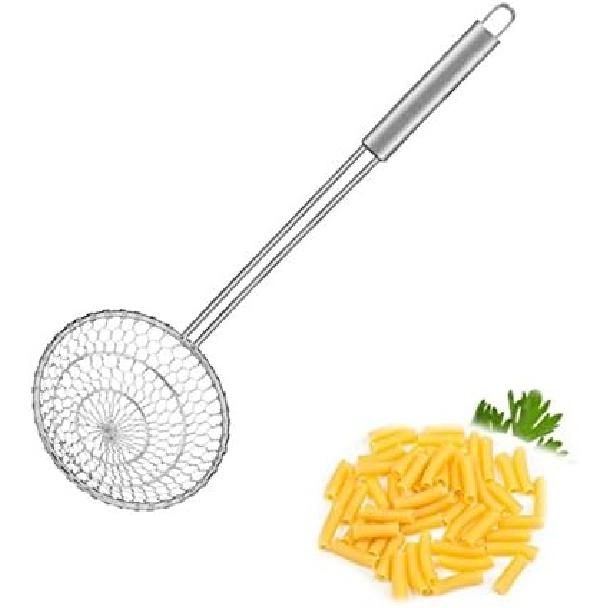 Stainless Steel Asian Spider Strainer Professional Kitchen Wire Skimmer with Spiral Mesh Basket Tools (Dia 5inch)