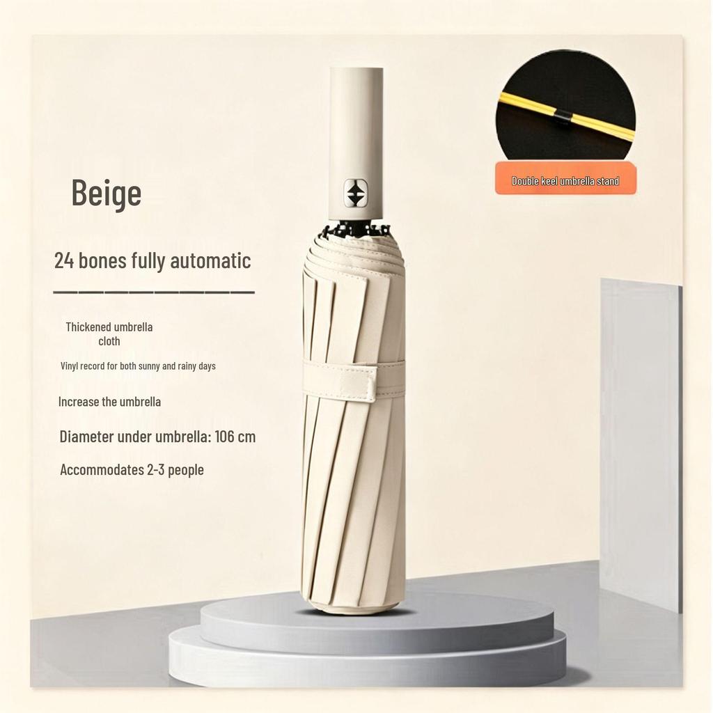 Ultra Durable UV Protection Auto Double-Fold Black Umbrella.