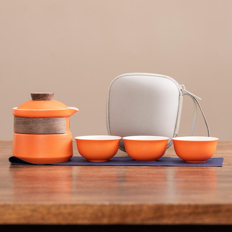 

Портативный дорожный чайный набор, один чайник и три чашки, набор для чая кунг-фу для улицы, полный набор чайников для дома, бизнес-сувенир