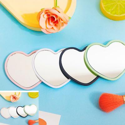 Single-Sided Heart Mirror Mini Size Handheld Vanity Mirror Pocket Mini Makeup Mirror Bright For Travel Student Dormitory Handbag