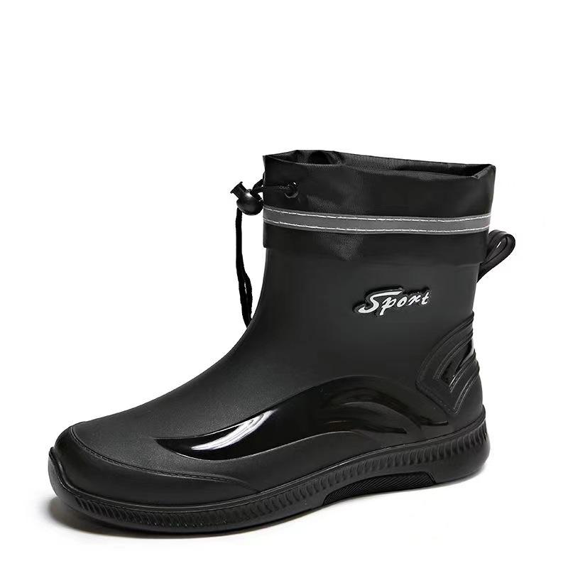 Water shoes men's rain shoes non-slip waterproof shoes fleece rain boots closed rubber shoes short rubber shoes men