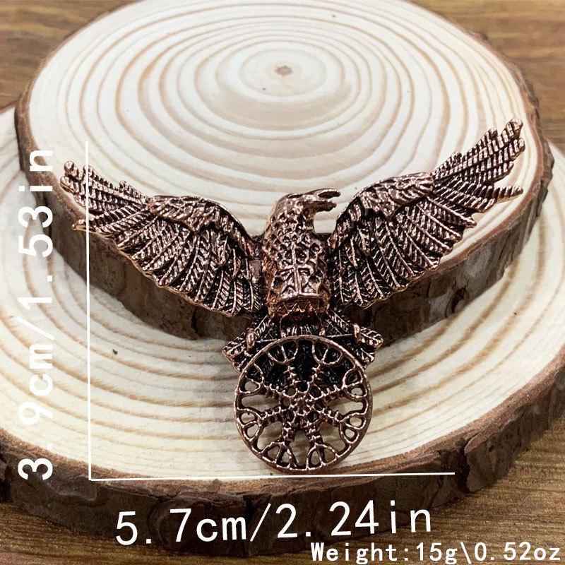 Viking Retro Black Raven Brooch with Runes – Nordic Punk Jewelry Accessory