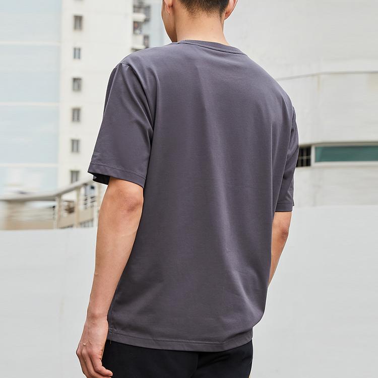Li Ning Sports Fashion Series Logo Print Round Neck Casual Sports T-Shirt Short Sleeve Drop Shoulder Tee Men Tops Black-Pine-Gray AHSR543-8