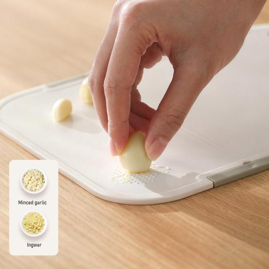 Foldable Cutting Board, Portable Chopping Board with Garlic Grinder, Double Sided Non Slip Kitchen Board for Camping Travel