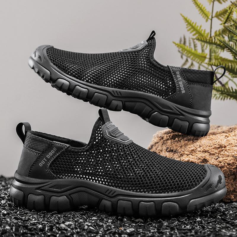 Fashion Outdoor Men Summer Mesh Shoes New Casual Sports Flats Lightweight Breathable Trainers Comfortable Anti-slip Slip-on Casual Shoes