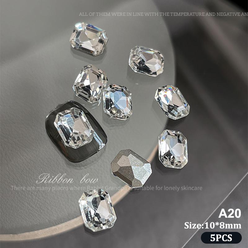 5Pcs Sparkle Sharp Diamond Nail Art Rhinestones Jewel Decoration Mix Clear White Nail Charms Ornaments