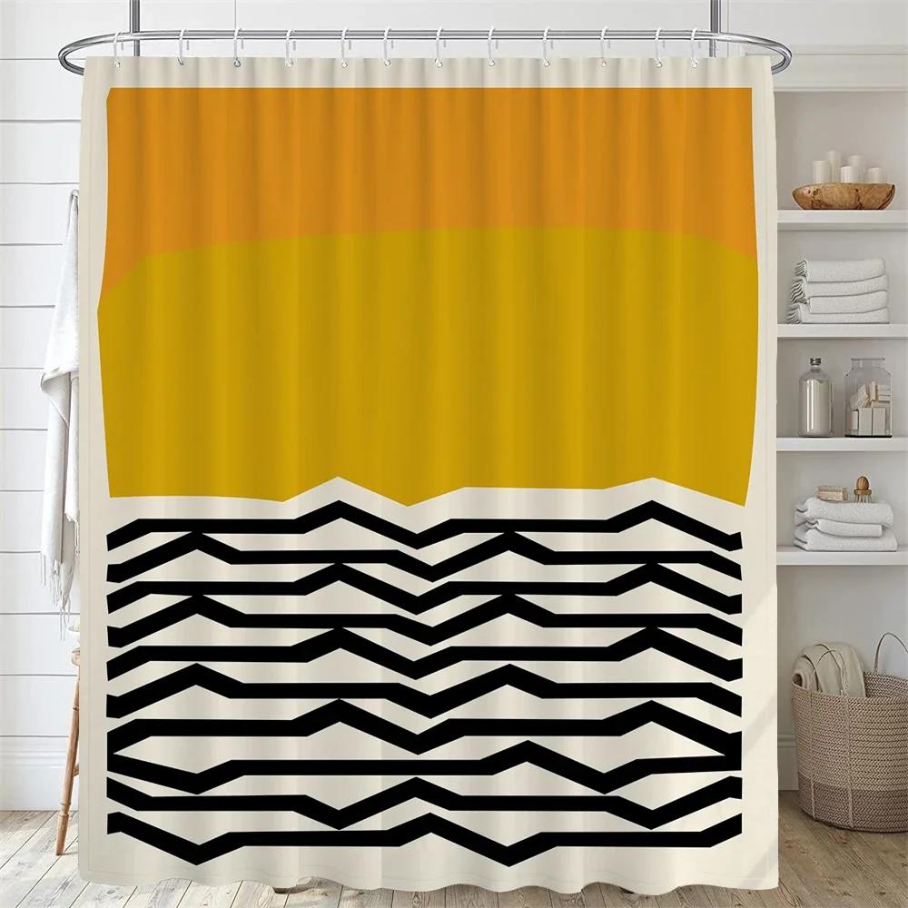 Bathroom Nordic Abstract Painting Shower Curtain Medieval Minimalist Art Polyester Fabric Shower Curtain 180 * 180CM with Hooks