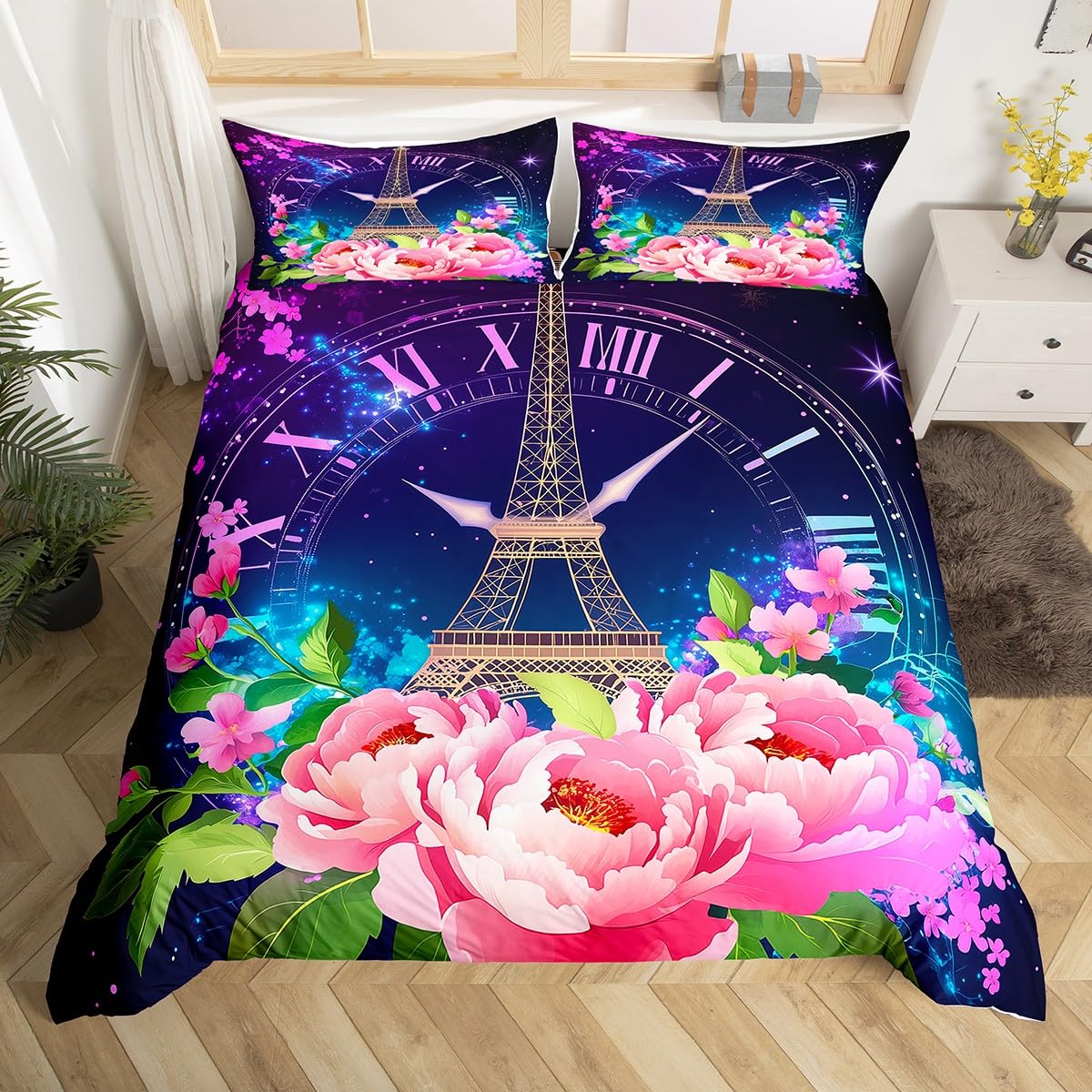 

Eifel Tower Soft Duvet Cover Twin Quen Romantic Paris Warm Comforter Cover 3pcs Sexy Red Lips Kis Marks Beding Set For Young Girls Adult Peoples 100*200cm Single