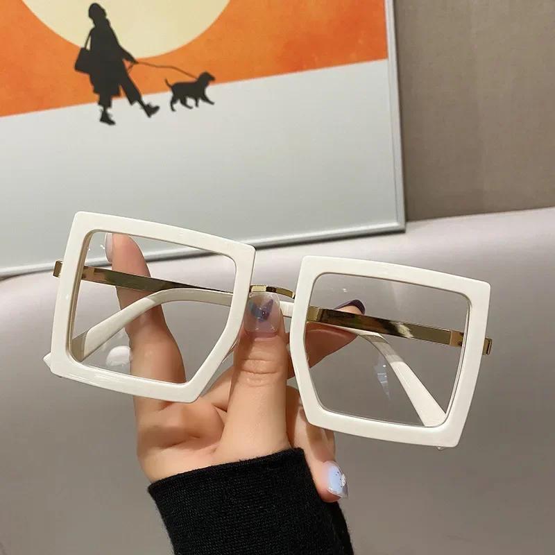 Retro Minus Diopter Optical Prescription eye glasses Thick Frame Square Anti-blue Myopia Glasses Oversized Frame Eyewear