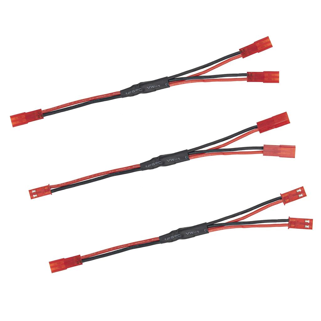 3-Piece JST Plug Splitter, JST Male to Female Y Parallel Cable Harness Wire for 110 Scale Remote Control Car Crawler, Cooling Fan, ESC, Battery,