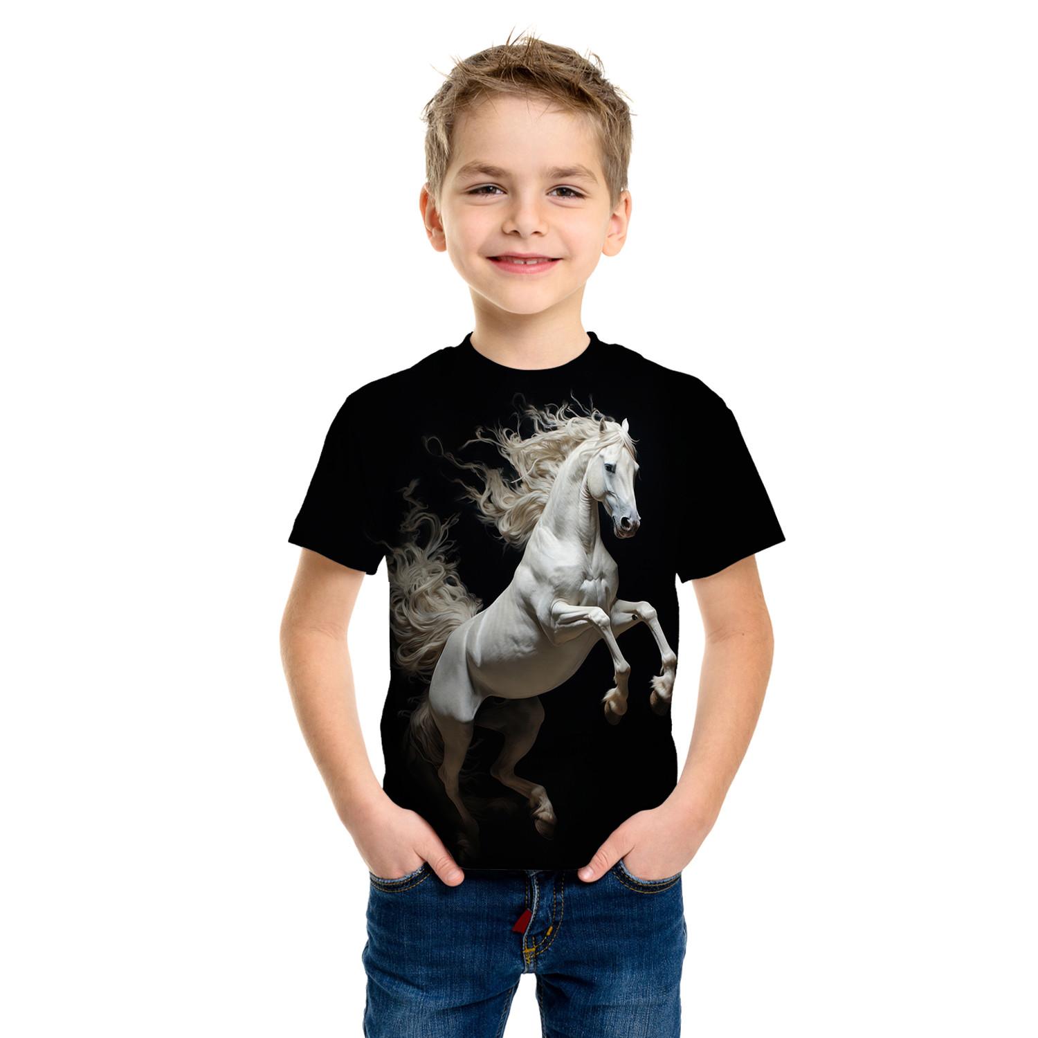 

T-Shirts for Children 3d Print Animal Horse T Shirt Short Sleeve Tops Kids Clothes Summer Outdoor Clothes Boy Girl Clothing 100
