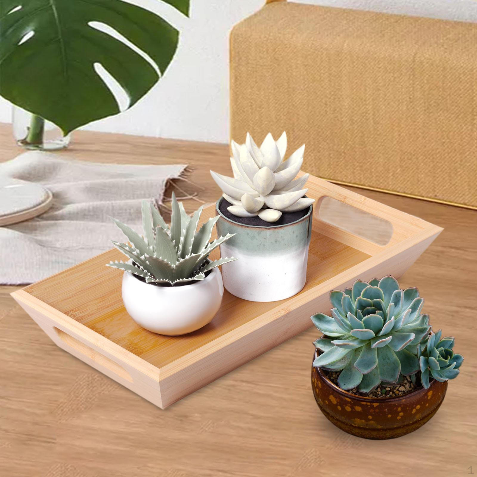 

Bamboo Serving Tray Cosmetics Counter Bathroom Vanity for Living Room 30x16x4.5cm