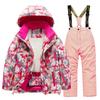 Children's Fashion Skiwear Set Boys' And Girls' Thickened Waterproof Warm Ski Suit Jacket And Trousers Outfit Set