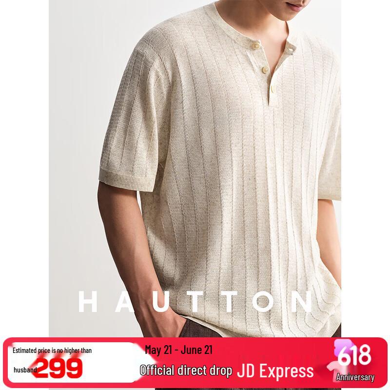 HAUT TON Men s Old Money Style Henley Knit T-Shirt 2XL