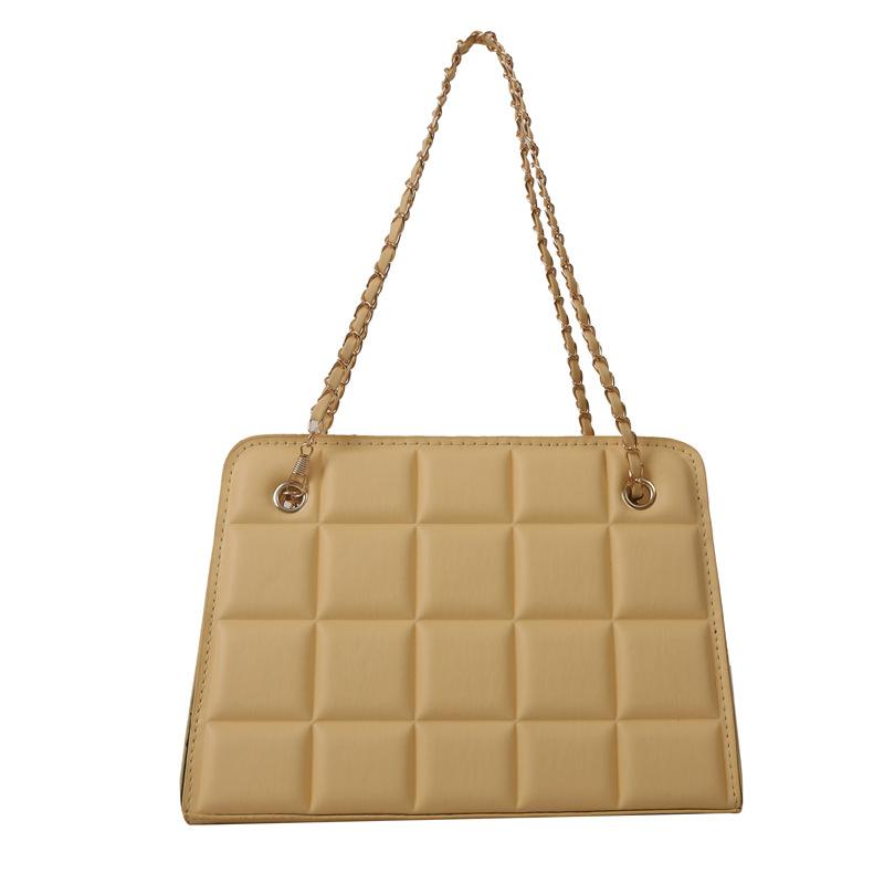 

Сумка на ланцюжку з відступами в клітинку, нова модна повсякденна сумка через плече, проста жіноча сумка в іноземному стилі в стилі ретро жовтий