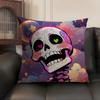 Colorful Skull Cool Cushion Cover Natural Linen Organic Fabric Double-Sided Printing Sofa Home Decor Gift Pillow Case