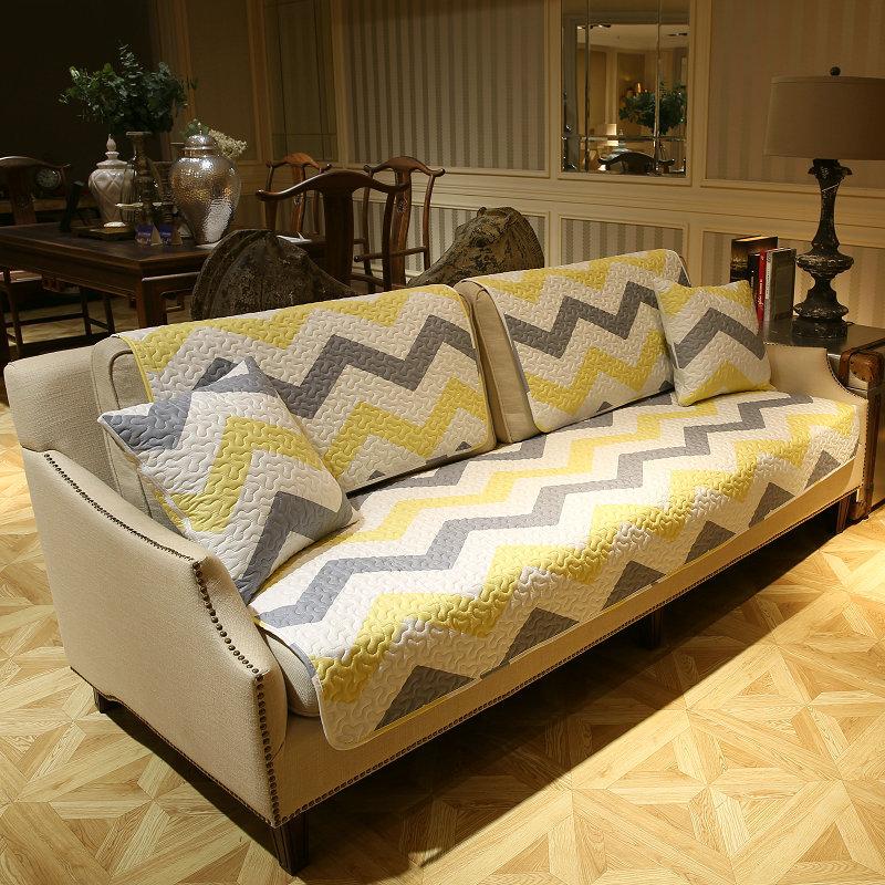 Simple Modern Sofa Cushion, Fabric Cushion, Cotton All-season Universal Non-slip Sofa Towel Cover, Full Cover Chaise