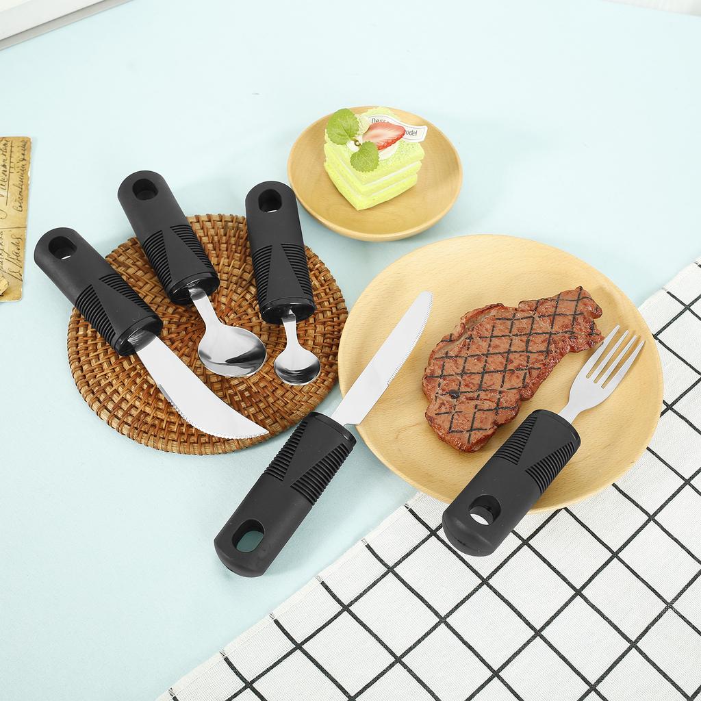 5/4Pcs Adaptive Utensil Portable Weighted Spoons Forks Rehabilitation Tableware for Hand Tremors Elderly, Arthritis Parkinsons