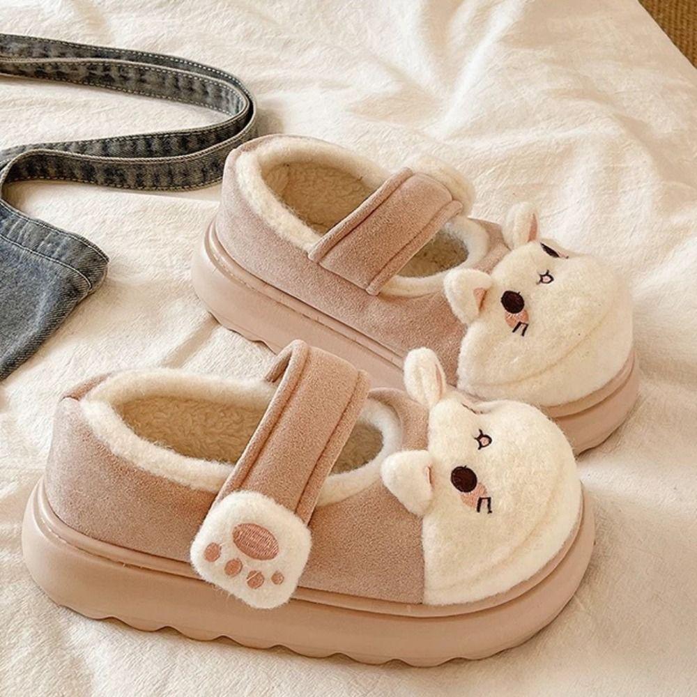 Cute Cartoon Cat Paw Shoes Anti Slip Kawaii Thick Warm Slippers Lolita Thick-sole Plush Floor Shoes Girls