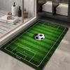 Gestreept Voetbalveld Met Bal Print Badmat Groen Sport Non-slip Sneldrogend Absorberend Tapijt voor Badkamer Douche Entree