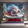 Cute Santa Claus with Presents In Snow Pattern Wall Hanging Tapestry Decorative Tapestry Home Decor for Bedroom and Living Room