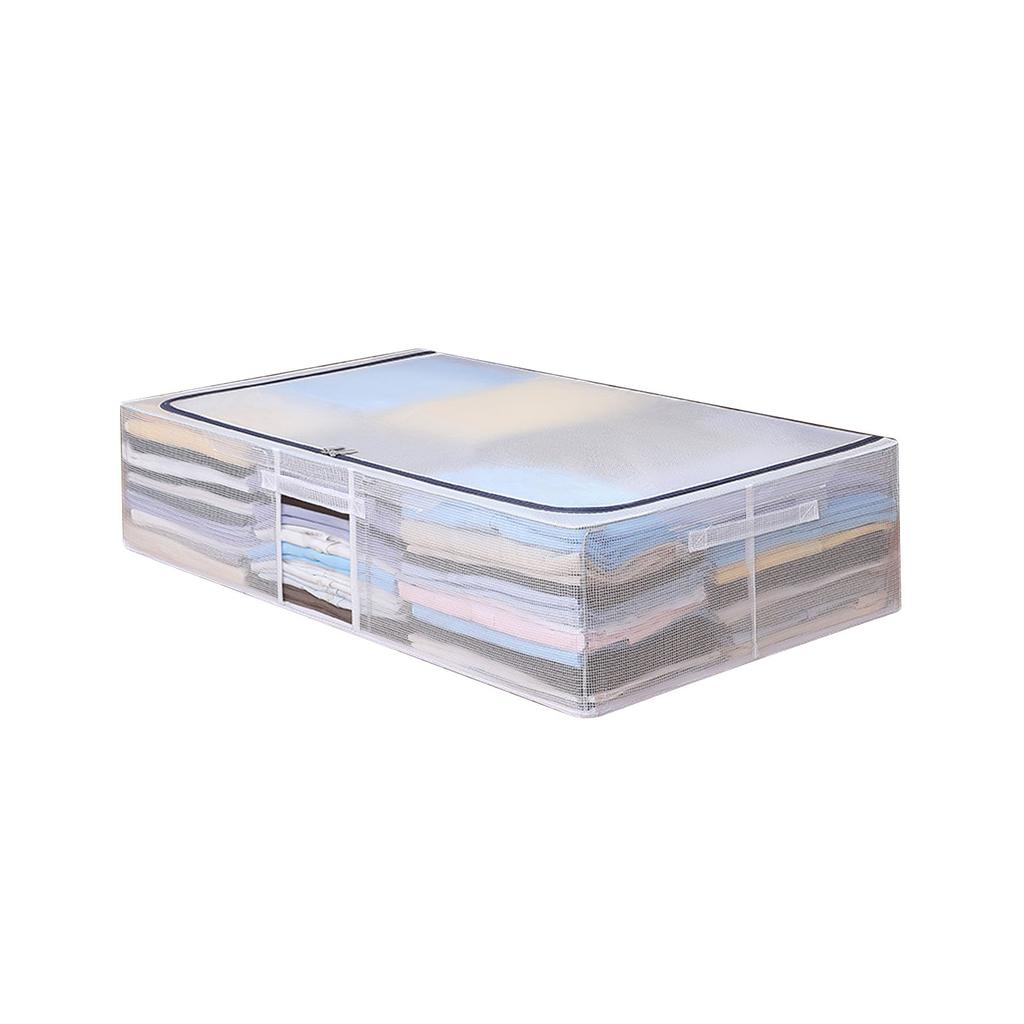 Transparent Mesh Clothes Organizer with Lid Large Capacity Moisture Proof Clothing Storage Box for