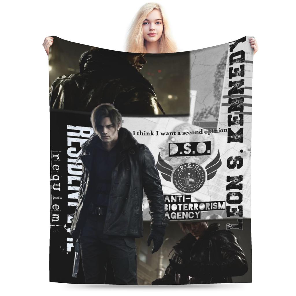 Residents Evils 9 Leon Keneddy Blanket Multi-size Warm Cozy Fluffy Games Throw Blankets for Couch Sofa and Bed