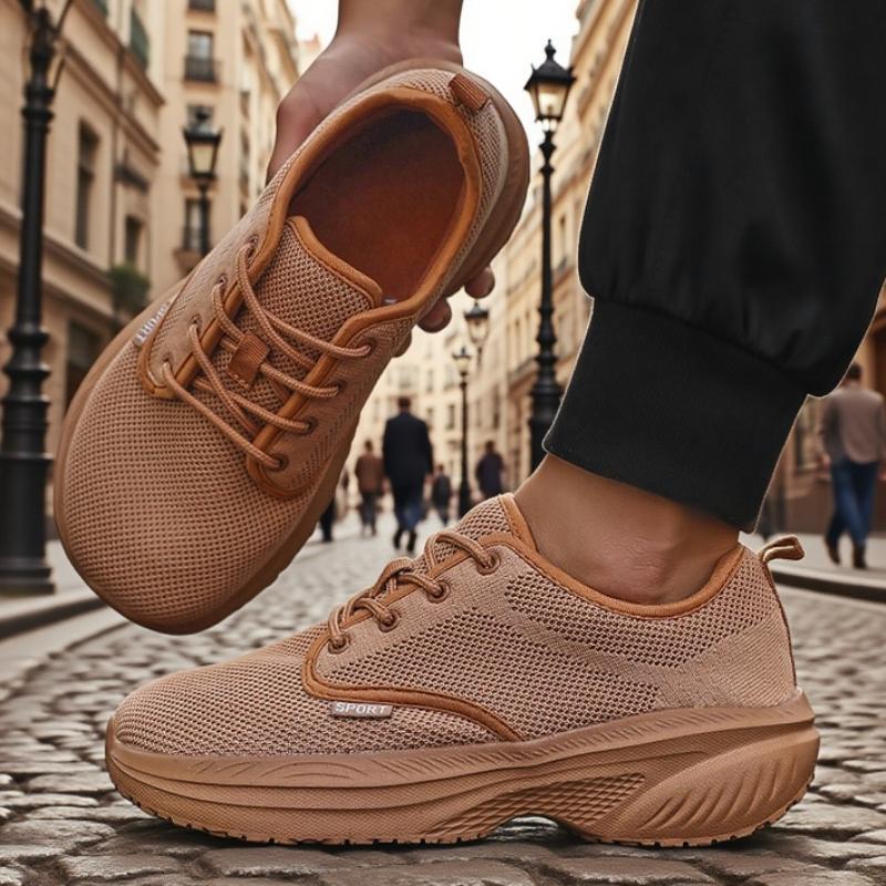 

New Wide Last Running Shoes Knitted Breathable Platfor Soft Soled Sneakers Fashionable Versatile Height Increasing Men S Shoes 36